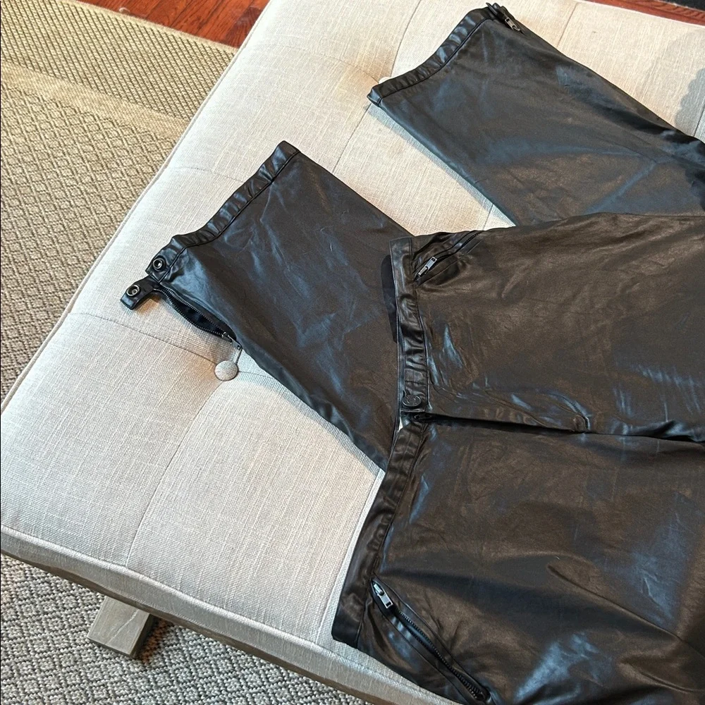 Vintage 1980s RARE Katharine HAMNETT Black Polished Coated Polyamide Ble Trouser